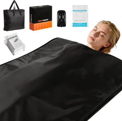 Portable Sauna Blanket for Weight Loss & Detox, 86–158℉ Heat, Timer, Remote