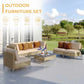 7-Piece Wicker Patio Furniture Set, Outdoor Sectional Sofa with Water Resistant Thick Cushions