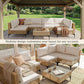 7-Piece Outdoor Sectional Sofa Set with Rattan Seating, Coffee Table
