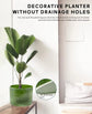 10 Inch Ceramic Plant Pot with Wood Stand,
