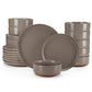 12 Pcs Dinnerware Set Curved Edge Sesame Glaze Stoneware Plates Set