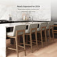 Modern Counter Height Bar Stool with Back, Upholstered with Natural Flax Fabric