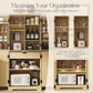 71" Fluted Pantry Storage Cabinet with Charging Station with Extendable Counter, Adjustable Shelves