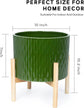 10 Inch Ceramic Plant Pot with Wood Stand,