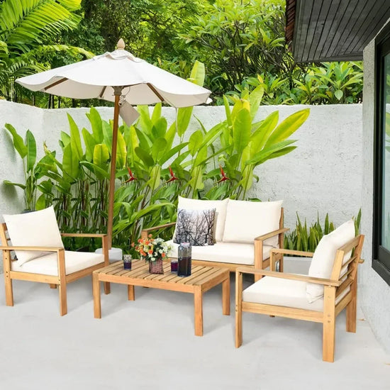 Outdoor 4-piece acacia wood patio set