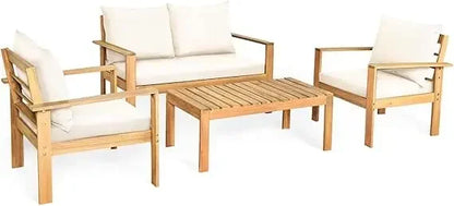 Outdoor 4-piece acacia wood patio set