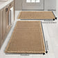 Waffle Weave Bathroom Mat, Super Absorbent Non-Slip Bath Mat with Tassels, Machine Washable, Brown (2 Sizes)