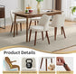 Linen Dining Chair Set of 4 with Wood Legs, Wing Backrest,