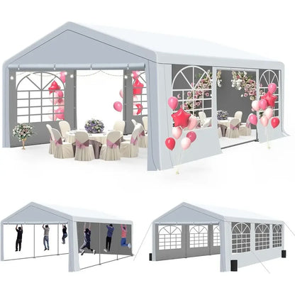 Sturdy 20x20 Outdoor Party Tent with Sandbags for Weddings, Events, and Garden Parties