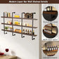 3-Tier Wall Mounted Wine Rack with LED Lights, Solid Wood and Iron for Home Bar Storage (120cm)