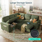Green Corduroy Sectional Sleeper Sofa with Storage Chaise and USB Ports