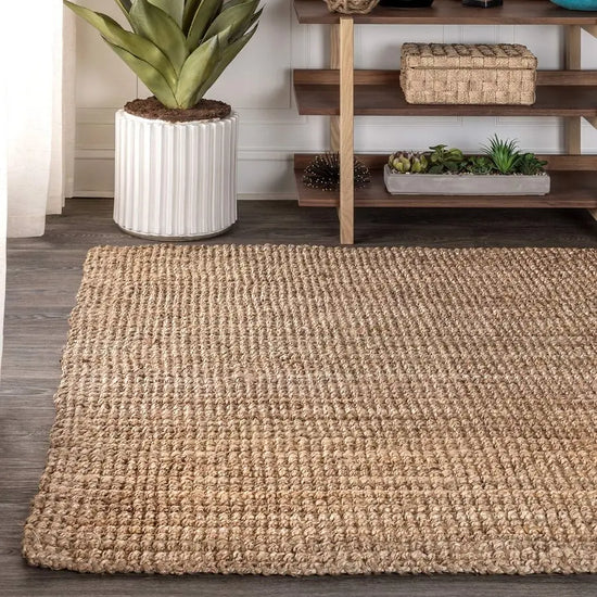 Hand Woven Chunky Jute Natural Indoor Area Rug, 3x5,