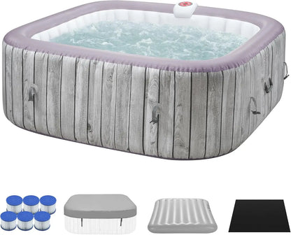 Inflatable Hot Tubr with 130 Jets, Insulated Cover, Internal Heater Pu