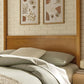4-Post Wood Platform Canopy Bed in Oak – with with Headboard and Solid Rubberwood Frame