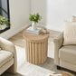 Fluted Round Wood Side Table