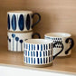 Hand Painted Decorative Large Porcelain Ceramic Mug Set. 4 Decorative Mugs.