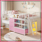 Kids Low Loft Bed with Desk, Storage Drawers, LED Lights & Play Space - Twin Size