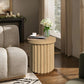 Fluted Round Wood Side Table