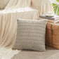 4-Pack Neutral Throw Pillow Covers 18x18 Inch, Soft Plush Striped Corduroy