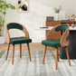 Modern Wood Dining Chairs Set of 4 Upholstered with Curved Back