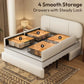 Queen Size Bed Frame with Storage,Modern Upholstered Platform Bed, Adjustable Headboard