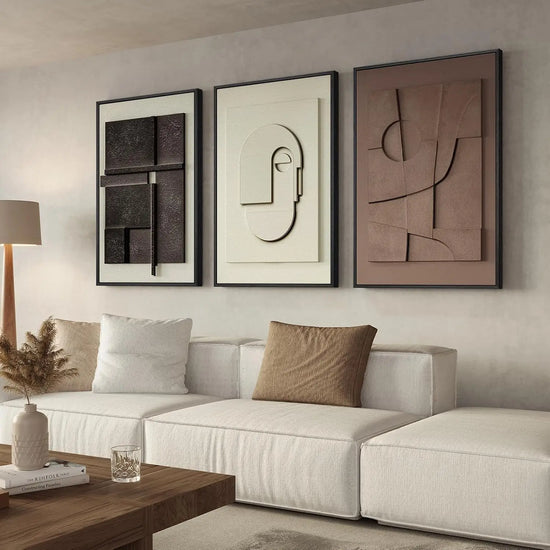 3D Textured Abstract Wall Art Set, 3-Piece Modern Geometric 24x36 Inches