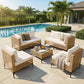7-Piece Outdoor Sectional Sofa Set with Rattan Seating, Coffee Table