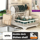 2-Layer Elevated Capacity Drain Rack with Water Tray Rust-Proof Dish Organizer
