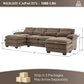 L-Shaped Chenille Sofa Set with Chaise and Ottoman, Brown