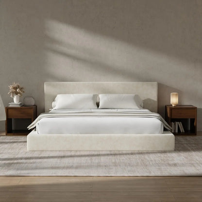 Cloud Upholstered  Bed Frame with Headboard, 5 Inch Foam Padded Platform