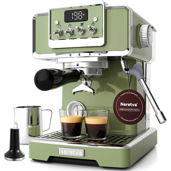 Retro Espresso Machine with Powerful Milk Frother