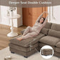 L-Shaped Chenille Sofa Set with Chaise and Ottoman, Brown