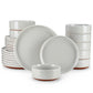 12 Pcs Dinnerware Set Curved Edge Sesame Glaze Stoneware Plates Set