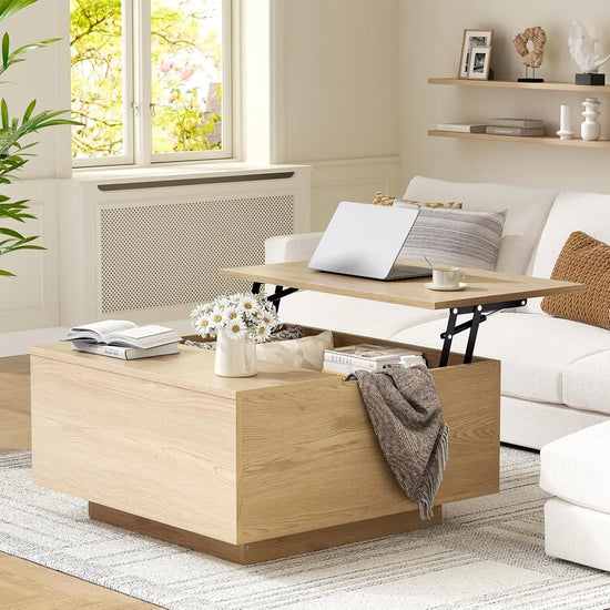 Wooden Lift Top Coffee Table with Storage,