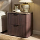 Fluted 2-Drawer Nightstand / Side Table Faux Marble Top Engineered Wood