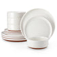 12 Pcs Dinnerware Set Curved Edge Sesame Glaze Stoneware Plates Set