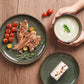 Stoneware Dinnerware Sets Service for 4, 12 pcs Reactive Glaze Plates and Bowls Sets, Handmade Ceramic