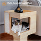 Wood Cat Condo House Bed with Removable Soft Mats