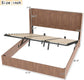 King Size Platform Bed with Storage with Wingback Headboard & Lift Up Storage, Natural