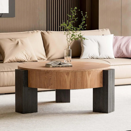 Round Coffee Table with Hidden Storage