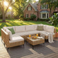 7-Piece Outdoor Sectional Sofa Set with Rattan Seating, Coffee Table