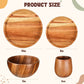 16-Piece Acacia Wood Dinnerware Set: Round Plates, Bowls, Tea Cups for 4 - Easy Clean & Lightweight