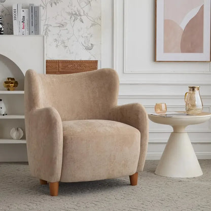 Wingback Accent Chair, Upholstered  Curved Backrest