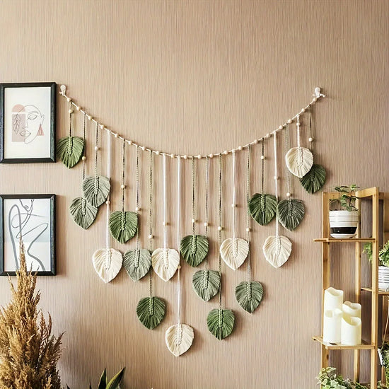 Woven Wall Decor, Green Leaves