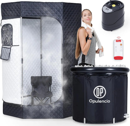 Portable Sauna and Cold Plunge Combo, 9 Heat Levels, Remote Control