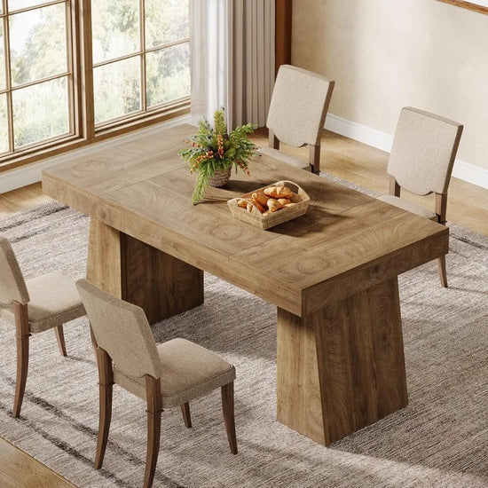 55-Inch Dining Table for 4-6, with Sturdy Legs,