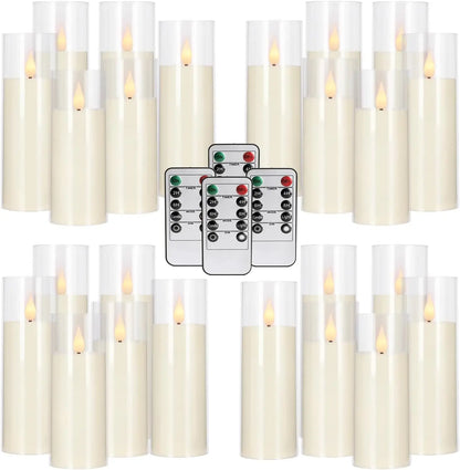 24-Pack Acrylic LED Flameless Candles with Remote & Timer - Battery Powered for Indoor/Outdoor