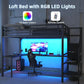 Metal Loft Bed w/ Desk Wardrobe Storage Stairs LED USB Port  Full Size