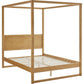 4-Post Wood Platform Canopy Bed in Oak – with with Headboard and Solid Rubberwood Frame