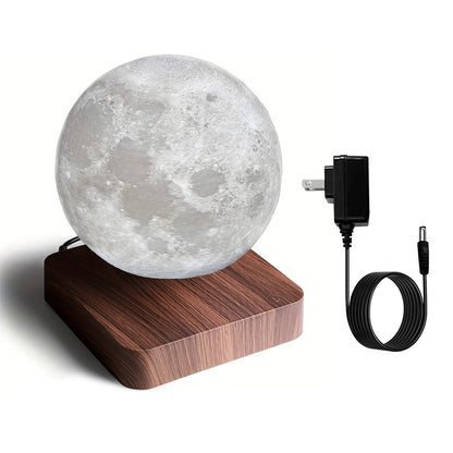 Magnetic Floating Rotating Moon Lamp with Wooden Base, 3 Color Temperature